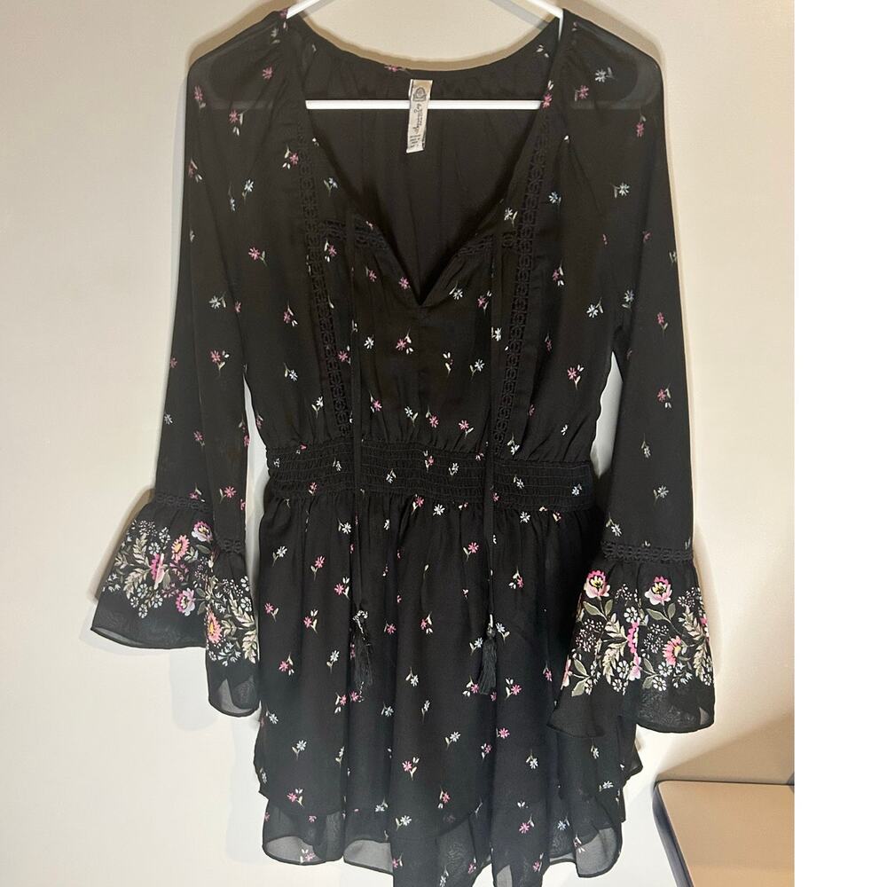American Rag Black Ditzy Floral Mini Dress, Size Small